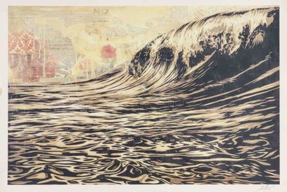  Shepard FAIREY (né en 1970) Dark Wave - 2017 Sérigraphie en couleur sur papier Signé... Gazette Drouot
