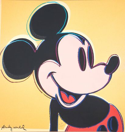  Andy WARHOL (1928-1987), d'après Mickey sur fond sable Sérigraphie en couleur sur... Gazette Drouot