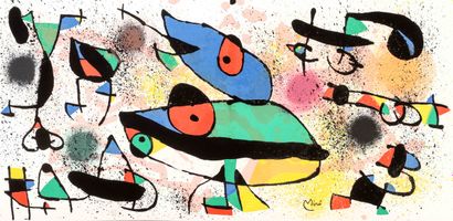 Joan MIRO (1893-1983) Les grenouilles - 1974 Lithographie en couleur sur papier... Gazette Drouot