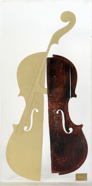  ARMAN (1928-2005). Dos de Valentine - 1997. Inclusion de violon en bois calciné... Gazette Drouot