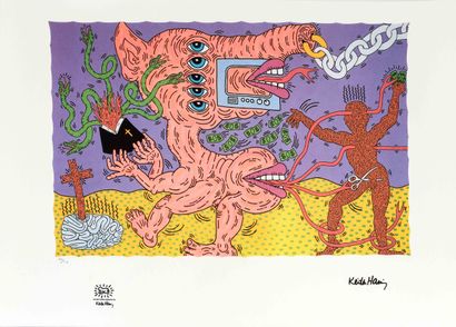  Keith HARING (1958-1990) Rough Dream Epreuve en couleur sur papier Signé (dans la... Gazette Drouot