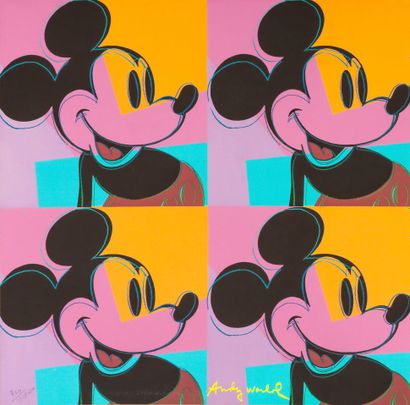  Andy WARHOL (1928-1987), d'après Four Mickey Sérigraphie en couleur sur papier Signé... Gazette Drouot
