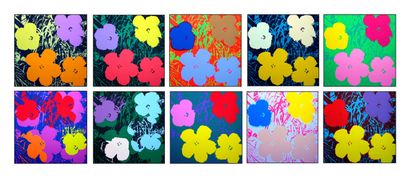  Andy WARHOL (1928-1987), d’après. Flowers. Portfolio de dix sérigraphies en couleur... Gazette Drouot
