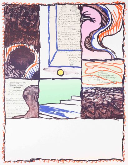  Pierre ALECHINSKY (né en 1927) Composition - 1980 Lithographie en couleur sur papier... Gazette Drouot