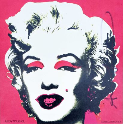  Andy WARHOL (1928-1987), d’après. Marilyn fond rouge - 1981. Carton d’invitation... Gazette Drouot