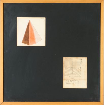  Sol LEWITT (1928-2007). Pyramide assymétrique. Aquarelle sur papier. Signé en haut... Gazette Drouot