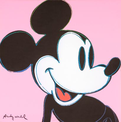  Andy WARHOL (1928-1987), d'après Mickey sur fond rose Sérigraphie en couleur sur... Gazette Drouot