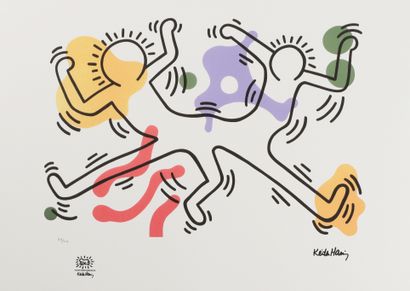  Keith HARING (1958-1990) Dancing Epreuve en couleur sur papier Signé (dans la planche)... Gazette Drouot