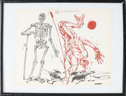 Vladimir VELICKOVIC (1935-2019) Vanité Bois gravé en couleur sur papier Signé et... Gazette Drouot