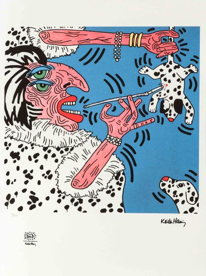  Keith HARING (1958-1990) Cruella Epreuve en couleur sur papier Signé (dans la planche)... Gazette Drouot
