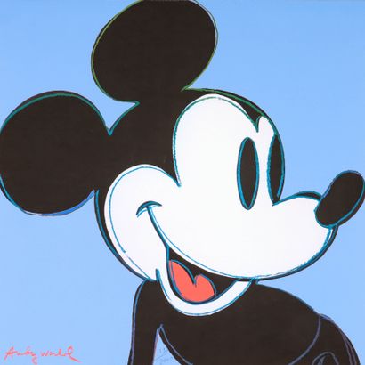  Andy WARHOL (1928-1987), d'après Mickey sur fond bleu Sérigraphie en couleur sur... Gazette Drouot