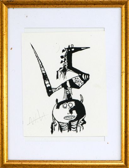 Wifredo LAM (1902-1982) Animal fantastique - 1967 Lithographie en noir sur papier... Gazette Drouot