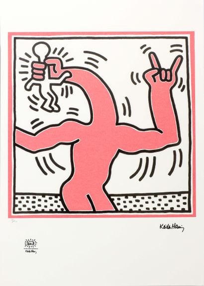  Keith HARING (1958-1990) Red Monster Epreuve en couleur sur papier Signé (dans la... Gazette Drouot