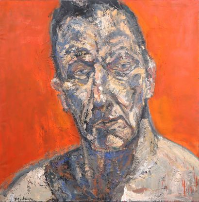  Serge MITRAN (né en 1966). Portrait de Lucian Freud. Huile sur toile. Signé en bas... Gazette Drouot
