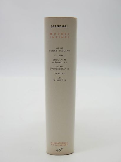  STENDHAL - BIBLIOTHÈQUE DE LA PLÉIADE 
Stendhal
OEuvres intimes
France
NRF, Gallimard
1955
Rhodoïds,... Gazette Drouot