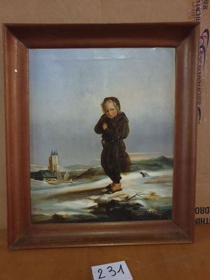 null Johanne C. KREBS (1848-1924) 

Petite fille dans un paysage d’hiver ou Cosette...