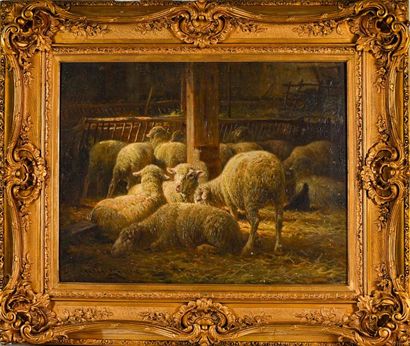 null Charles clair (1860-1930) La Bergerie Huile sur toile Signée en bas à gauche....