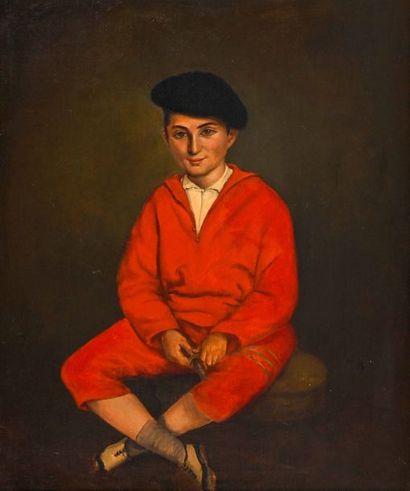 null École Française Portrait d’un écolier Huile sur toile 45 x 37 cm (A rechercher)...