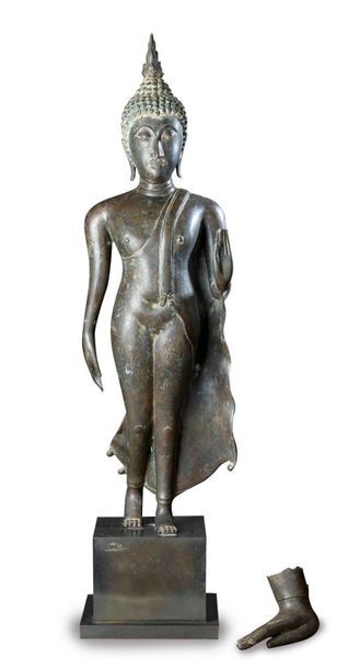 null THAi?LANDE, XXe sie?cle

Bouddha debout, marchant.

Bronze

H : 73 cm. Manques...