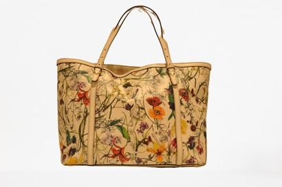 null GUCCI : Shopping bag 33cm in printed leather with a multicoloured floral motif,...