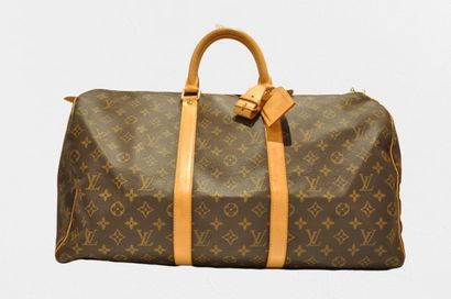 null Louis VUITTON circa 1997: Bag " Keepall " 50cm in monogram canvas and natural...