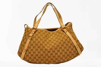 null GUCCI : Bag " Abbey ", in logo canvas and beige leather 38cm, double handle,...