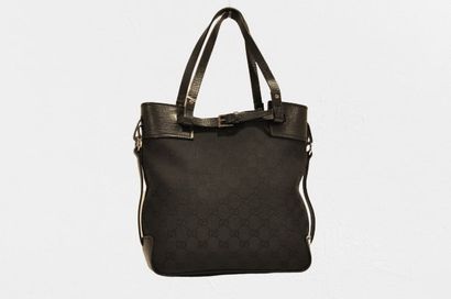 null GUCCI : tote bag, 25 cm in black leather and canvas, double handle, inside zipped...