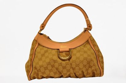 null GUCCI : Bag " D- D" 30 cm in signed canvas and beige leather, shoulder handle,...