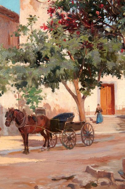 null Joseph GARIBALDI (1863-1941)

La place du village aux lauriers rose.

Huile...