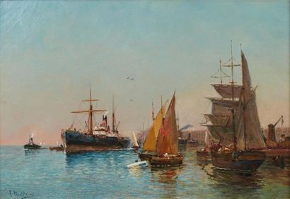 null Louis NATTERO (1870-1915)

Bateaux dans port de Toulon.

Huile sur toile.

Signée...