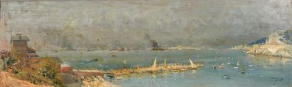 null Louis NATTERO (1870-1915)

Bateaux dans port de Toulon.

Huile sur panneau.

Signée...