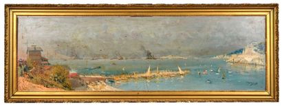 null Louis NATTERO (1870-1915)

Bateaux dans port de Toulon.

Huile sur panneau.

Signée...