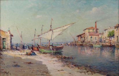 null Charles MALFROY (1862-1918)

Bateaux aux Martigues.

Huile sur toile.

Signée...