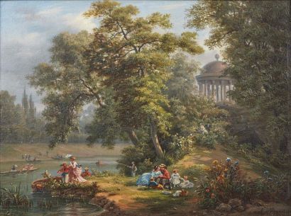 null Auguste Etienne François MAYER (1805-1890)

Une après-midi au parc. Circa 1875.

Huile...