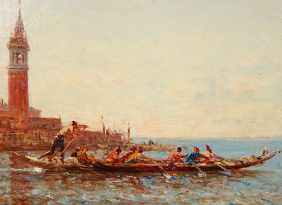 null Félix ZIEM (1821-1911)
Le grand canal à Venise.
Huile sur panneau parqueté.
Signée...
