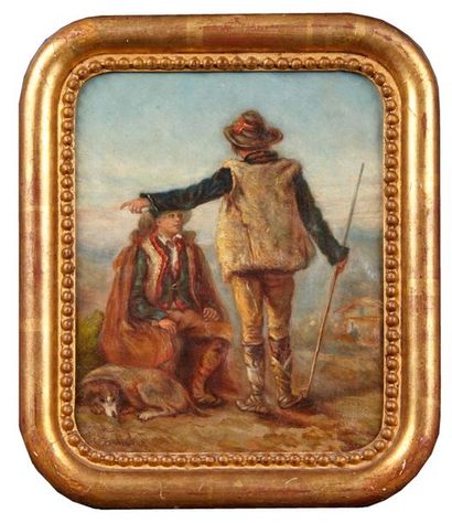 null Émile LOUBON (1809-1863)

Bergers et leur chien.

Huile sur toile.

Signée en...