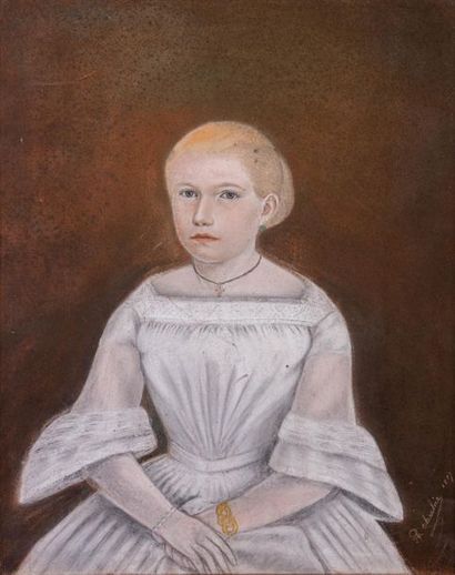 null R.CHARLIE
Portrait d'une jeune fille
Pastel
Signé en bas à droite et daté 1889
62,5...