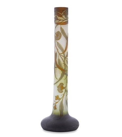 null GALLÉ

Vase de forme tubulaire à large base en

verre gravé à l’acide à décor...