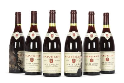 null 6 bouteilles CLOS DE VOUGEOT (Grand Cru) 1 e.l.s; 2 e.q.i. dont 1 illisible

Faiveley,...