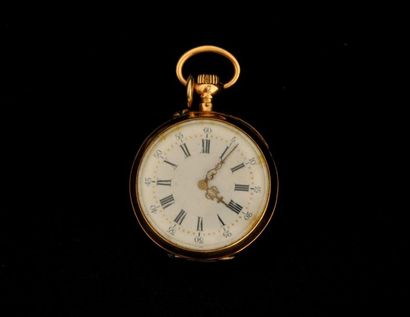 null 18K (750/1000) yellow gold pocket watch with mechanical movement.

- Round case,...