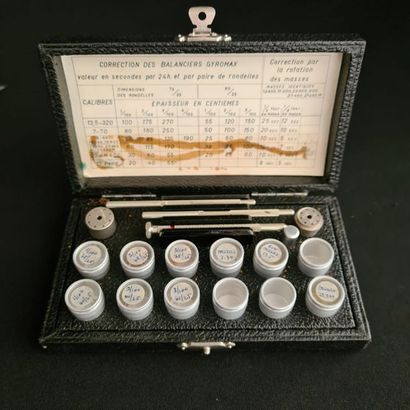 null Box including 3 tools and 14 boxes for gyro balance correction signed Patek...