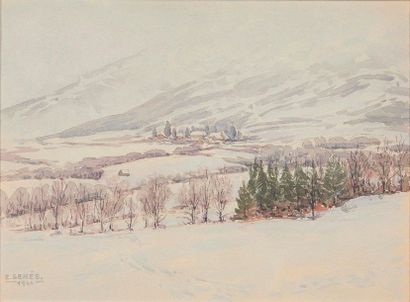 null Eugène SENES (1875-1960)

Vallée et montagne sous la neige. 1940.

Aquarelle...