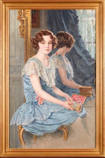 null Walter MAC EWEN (1860-1943)

Jeune fille au miroir.

Huile sur toile.

Signée...