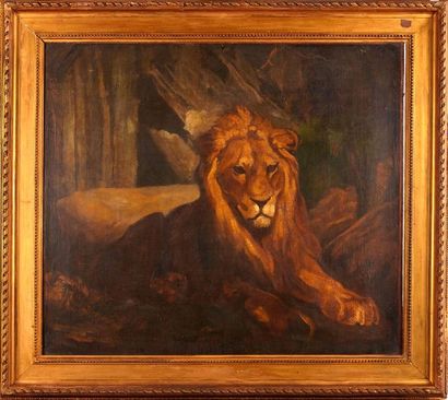 null Antoine Louis BARYE (1796-1875)

Lion au repos.

Huile sur toile.

Signée en...