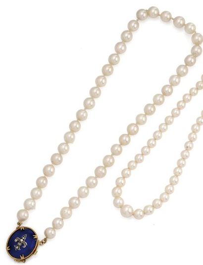 Cultured pearl necklace with a 18K (750/1000)...