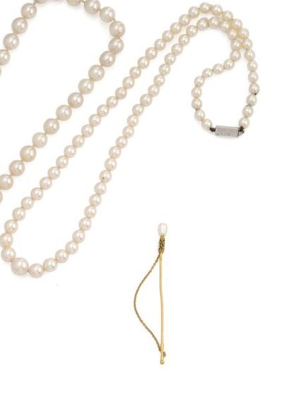 Falling cultured pearl necklace and clasp...