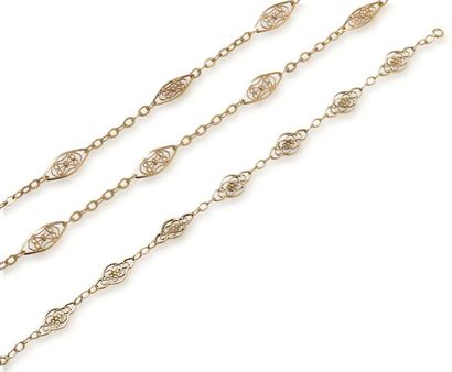 Long necklace in 18K (750/1000) yellow gold...