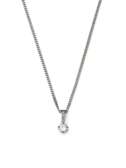 null 18K (750/1000) white gold pendant made of one brilliant cut diamond weighing...