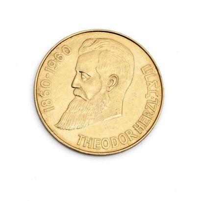 null Médaille en or jaune 18K (750/1000) commémorative en l’honneur de Théodore Herzl...