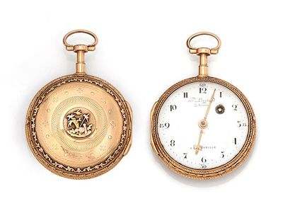Watch with two-coloured gold verge signed...